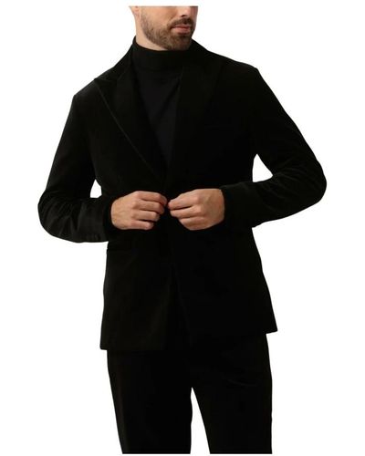 SELECTED Samt slim-fit blazer in schwarz