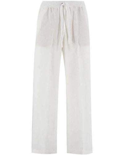 Le Tricot Perugia Pantalones de lino de corte relajado - Blanco