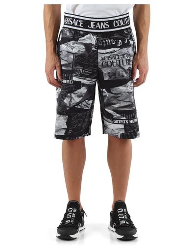 Versace Baumwoll-bermuda-shorts mit all-over-print - Schwarz