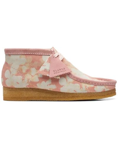 Clarks Lace-Up Boots - Pink