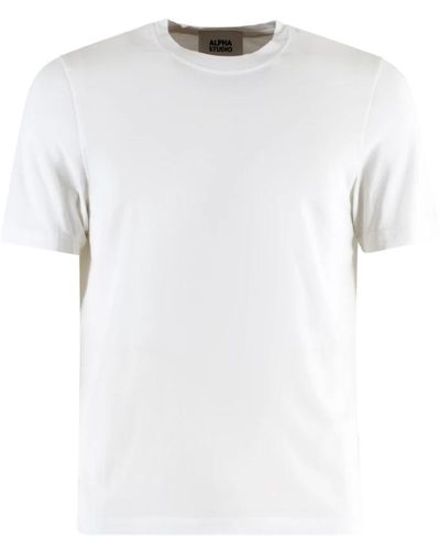 Alpha Studio T-shirt in cotone bianco con maniche corte