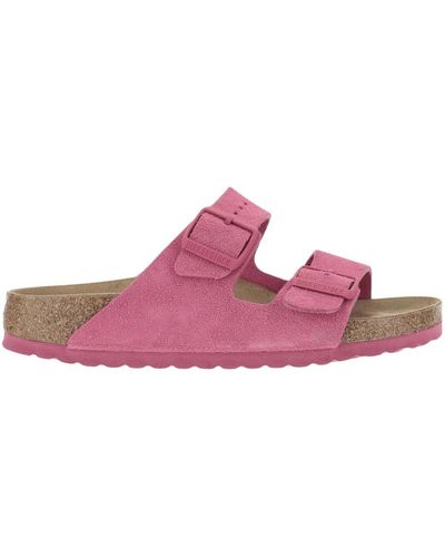 Birkenstock Rosa wildleder kork sandalen verstellbar schnalle - Pink