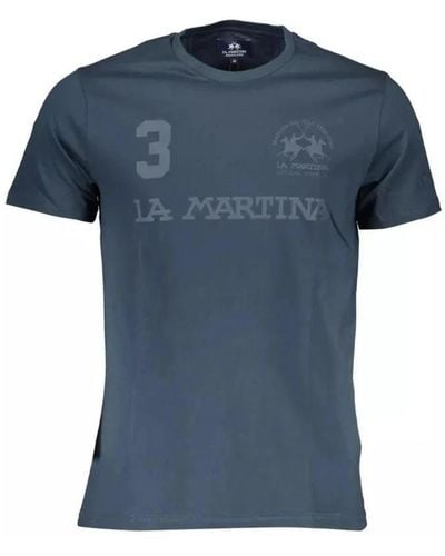 La Martina Stilvolles logo print baumwoll t-shirt - Blau