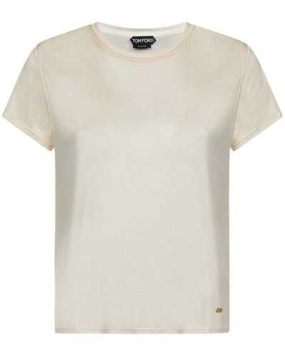 Tom Ford Seiden t-shirts und polos mit gold logo - Weiß
