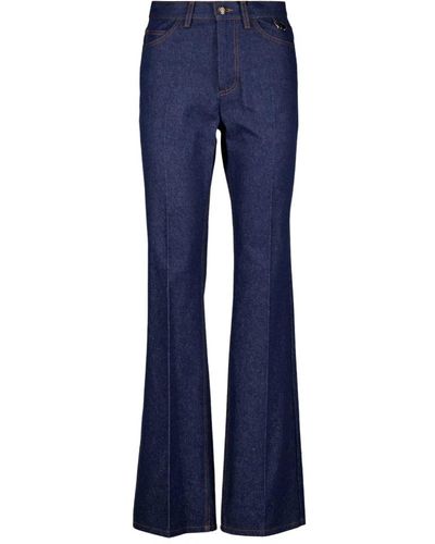 Fendi Flared jeans mit besticktem logo - Blau