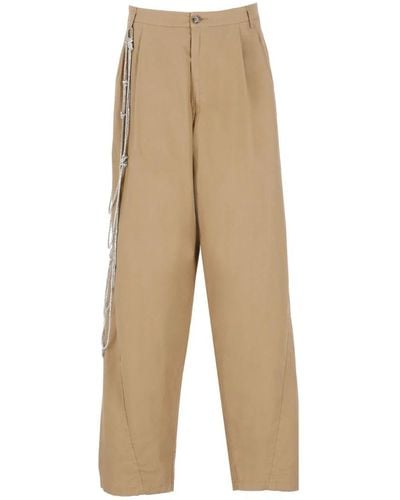 DARKPARK Wide trousers, baumwollhose mit dart-details - Natur