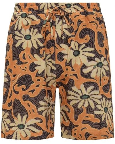 Nanushka Gedruckte Leinenmischungen Bermuda -Shorts - Orange