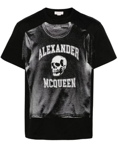 Alexander McQueen Schwarzes grafikdruck t-shirt