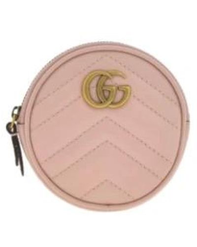 Gucci Portafoglio in pelle rosa rotondo con logo a doppia g