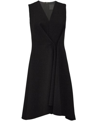 Givenchy Vestido negro con detalles de botones y efecto plisado