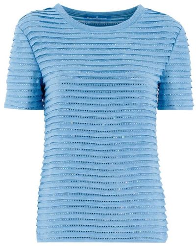 Ermanno Scervino Camiseta de punto con cristales aplicados - Azul