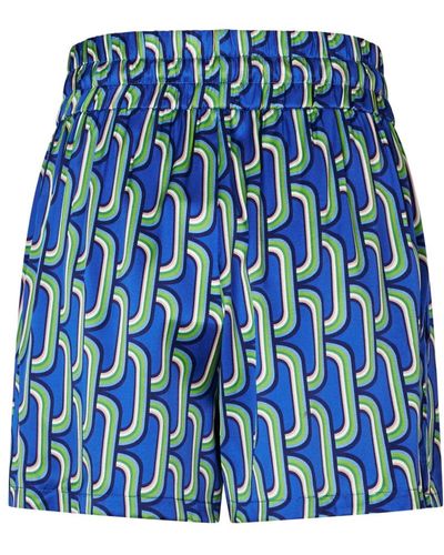 Dea Kudibal Shorts de seda deportivos con cintura con cordón - Azul
