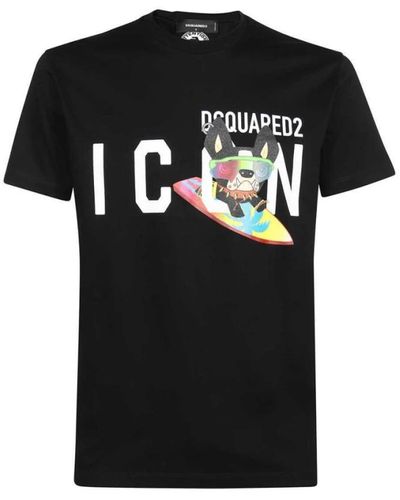 DSquared² Schwarzes icon bedrucktes t-shirt
