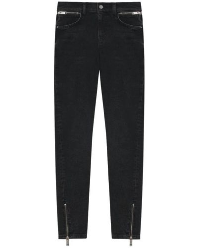 Anine Bing Jeans skinny charcoal con dettagli con cerniera - Nero