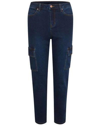 Kaffe Jeans cargo slim-fit con vita alta e tasche laterali - Blu