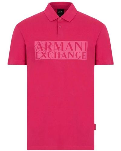 Armani Exchange Klassisches polo-shirt mit kragen - Pink