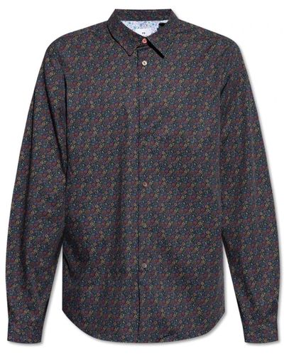 PS by Paul Smith Blumiges gemustertes hemd - Blau