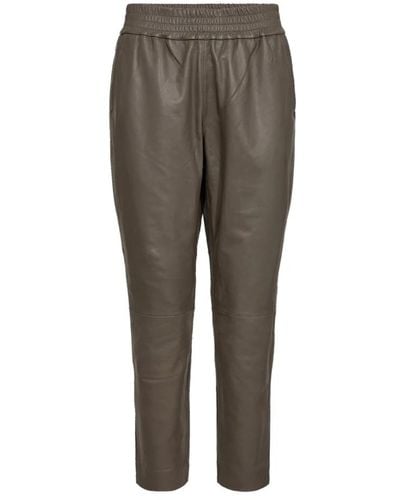 co'couture Trousers > leather trousers - Gris