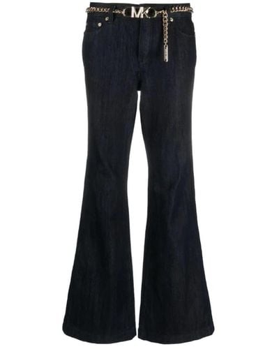 Michael Kors Indigo rinse flare chain belt jeans - Blu