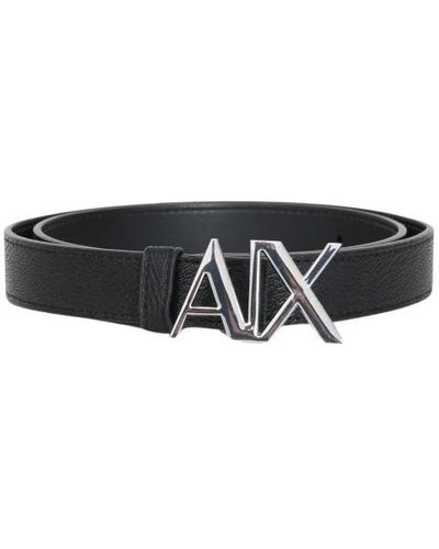 Armani Exchange Cintura da donna reversibile nera con logo metallico - Nero