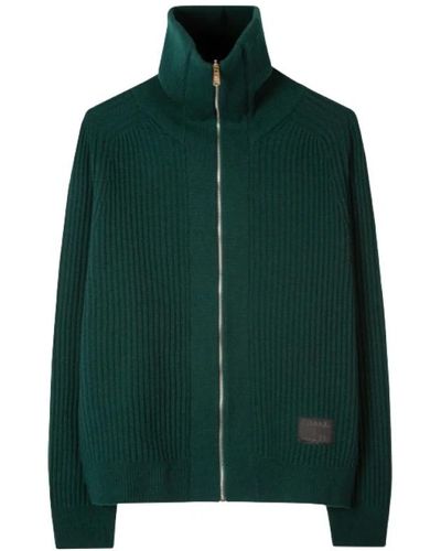 Paul Smith Cardigan in lana verde con zip