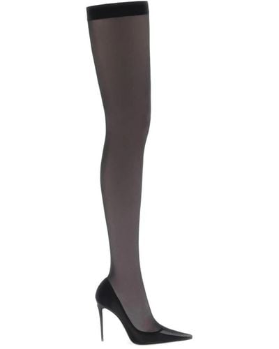 Dolce & Gabbana Stretch tulle thigh high stivali - Nero