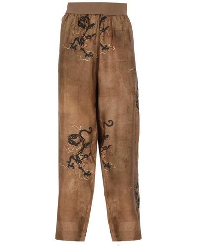 Uma Wang Pantalones marrones con cintura elástica - Marrón