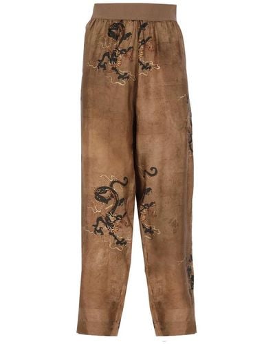 Uma Wang Pantaloni marroni con vita elastica - Marrone