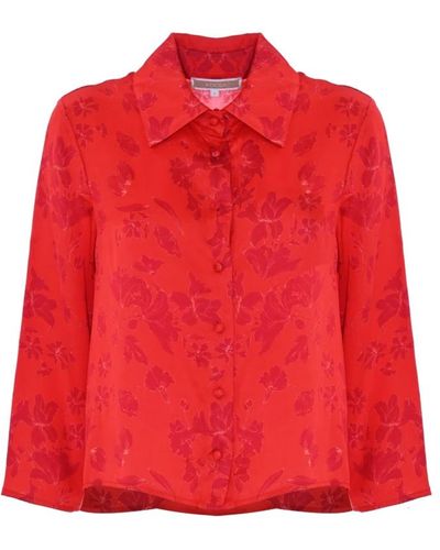 Kocca Camisa de viscosa roja con estampado floral - Rojo