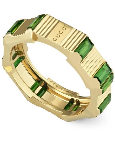 Gucci Ybc702414002 - link to love ring in 18kt yellow gold and green tourmaline - Metallizzato