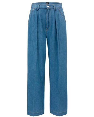 BOSS Boss jeans donna largo con pence denim wide leg 50509285 colore blu denim
