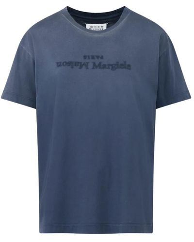 Maison Margiela Blau baumwoll logo t-shirt