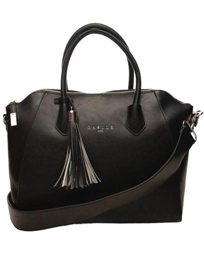 Gaelle Paris Große -handtasche aus kunstleder mit logo und quaste - Schwarz