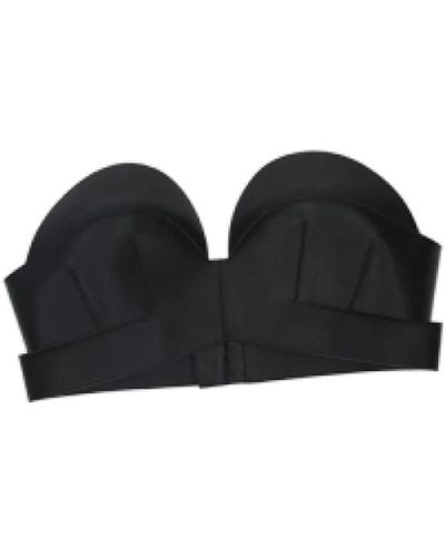 Givenchy Top de cuero negro con copas voluminosas y cierre en la espalda