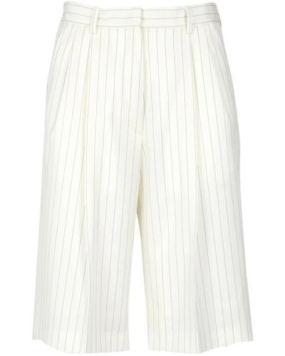 MSGM Shorts bianchi a vita alta con pieghe - Bianco