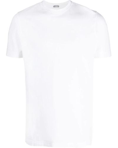 Zanone Baumwoll-t-shirt mit 3 knöpfen - Weiß