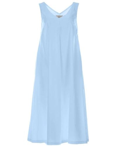 Vicario Cinque Vestido maxi sin mangas de popelina de algodón - Azul