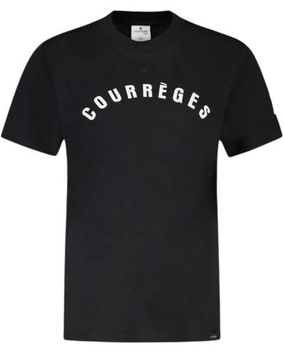 Courreges Schwarzes baumwoll ac straight t-shirt