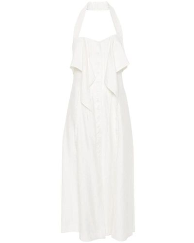 Cult Gaia Off- halterneck-kleid mit fransensaum - Weiß