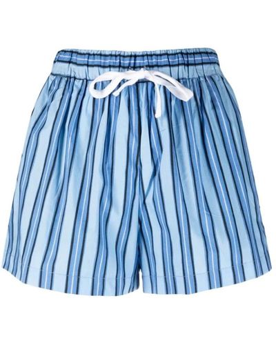 Faithfull The Brand Shorts de algodón orgánico azul marino a rayas