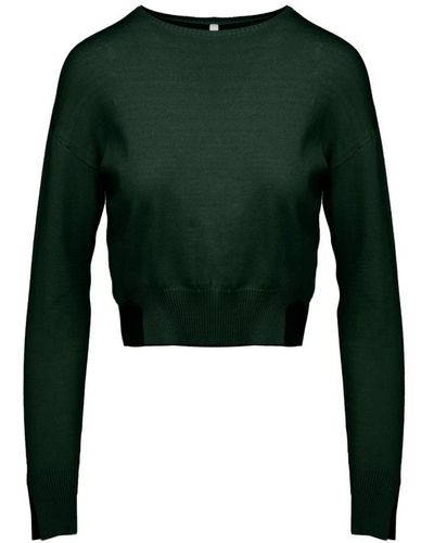 Bomboogie Suéter corto de cuello redondo con aberturas - Verde