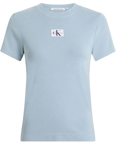 Calvin Klein T-shirt aus baumwollmischung - Blau