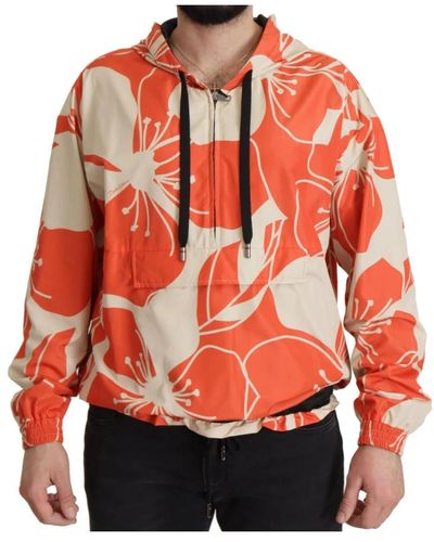 Dolce & Gabbana Multicolor floral hooded pullover sweater - Rosso