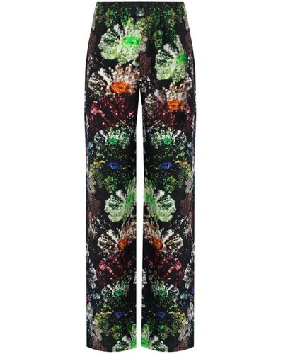 Stine Goya Pantalones multicolor con estampado floral elásticos - Verde