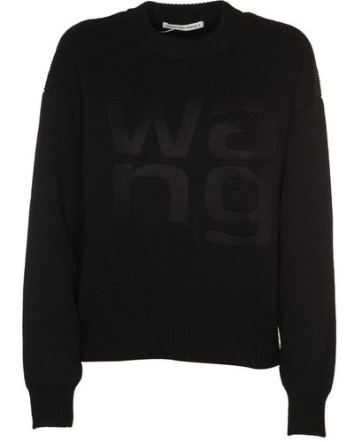 Alexander Wang Sweaters negros con debossed stacked logo