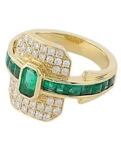 Rainbow K Art deco-inspirierter shield ring in gold und smaragd - Mettallic