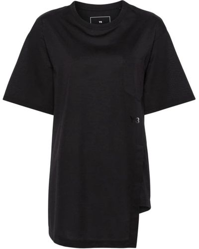 Y-3 T-shirt e polo nere in misto cotone con logo - Nero