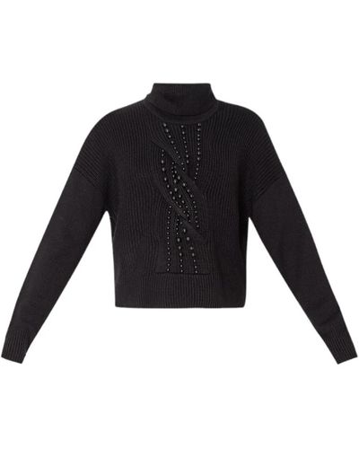 Liu Jo Er Strickpullover mit Zopfmuster und Perlen - Schwarz