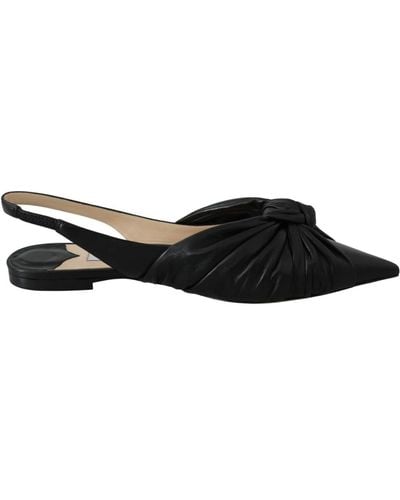 Jimmy Choo Elegant Pointed Toe Leather Flats - Black
