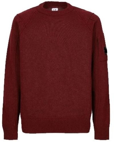 C.P. Company Arm Lens Lambswool Crew Knit Port - Red